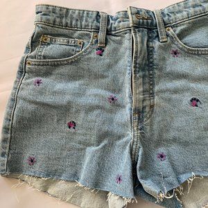 Lucky Brand Womens Embroidered Flowers Denim Shorts Size 2/26  NEW